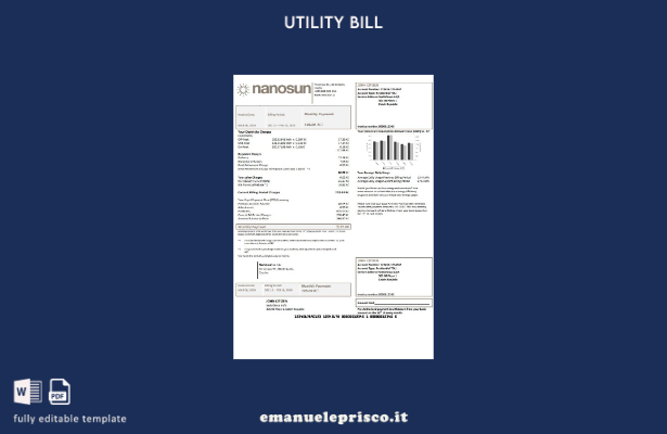 modello word di bolletta delle utenze Nanosun s.r.o. Repubblica Ceca stile verif